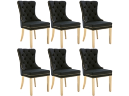 Conjunto De 6 Cadeiras De Veludo Com Pernas De Metal Preto Mobrio
