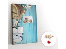 Quadro De Cortiça Com Impressão Chapéu E Chinelos Para A Sala De Estar Espelharte (40x60 Cm)