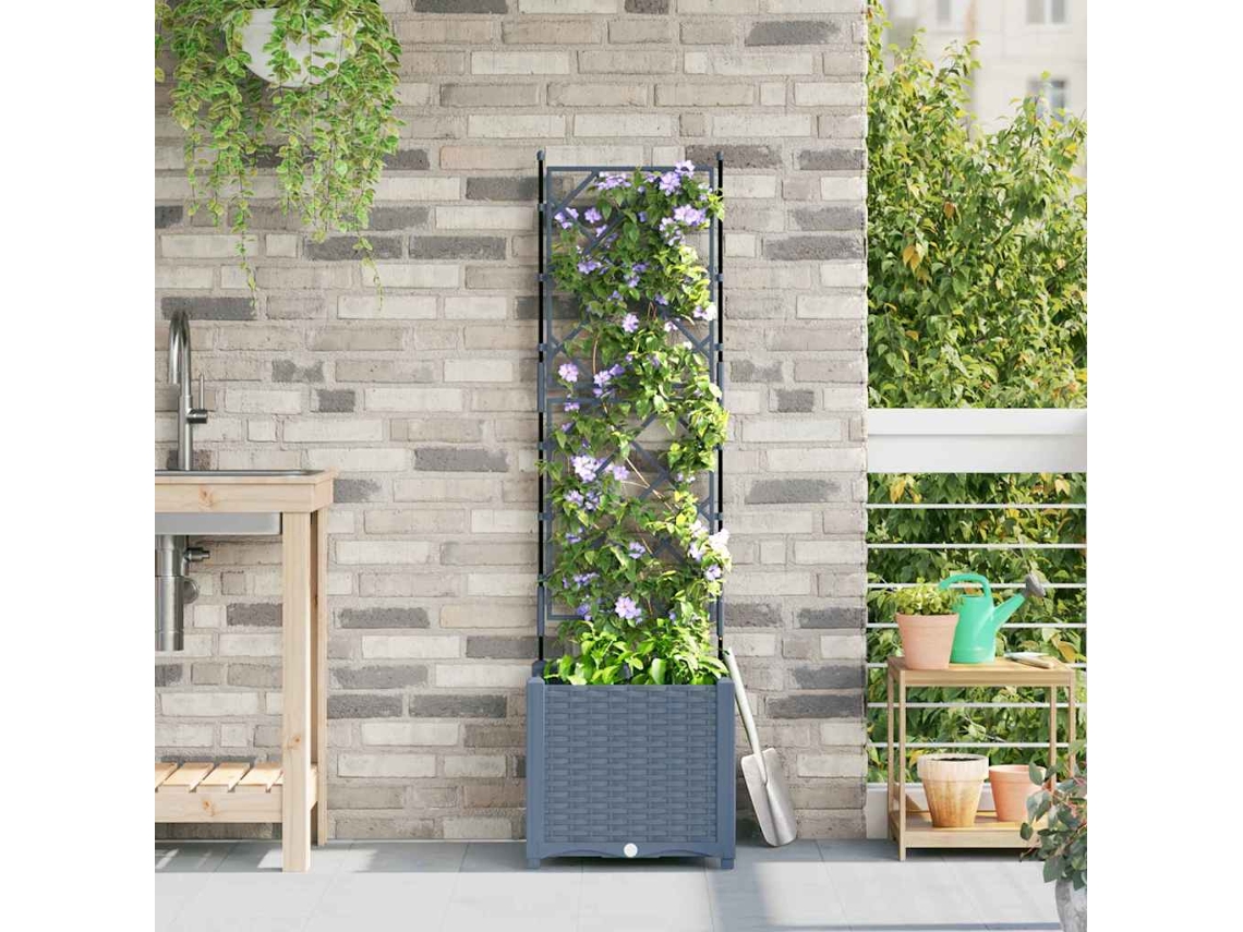 Vidaxl Vaso De Jardim Cinzento-claro 40 X 40 X 143 Cm Pp