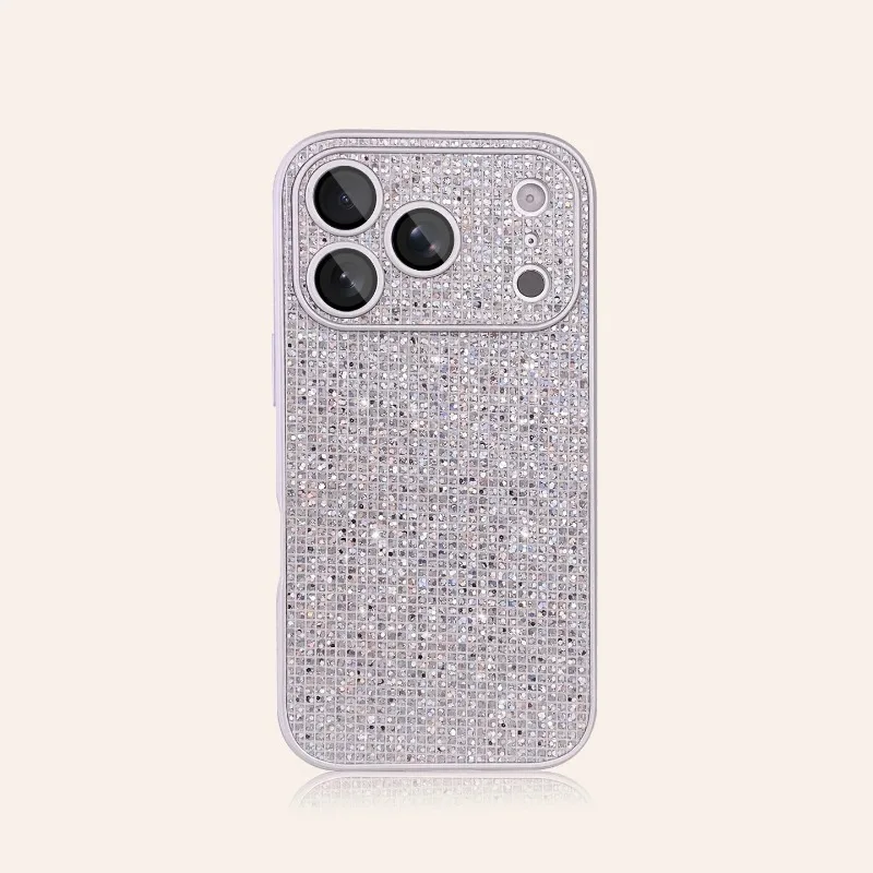 Capa Brilhante Quadriculada Para Iphone 12 (branco) Com Proteção Brilhante Para A Lente Da Câmera.