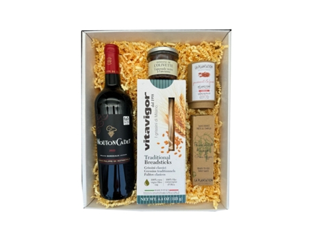 White box Mouton Cadet Rouge 75 cl - La Plantation Mixture of fleur de sel and smoked spices Kampot pepper sauce - Breadstick - Tapenade