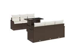 Maison Exclusive - Conjunto De Sofá De Jardim 7 Pcs Castanho Rattan Sintético