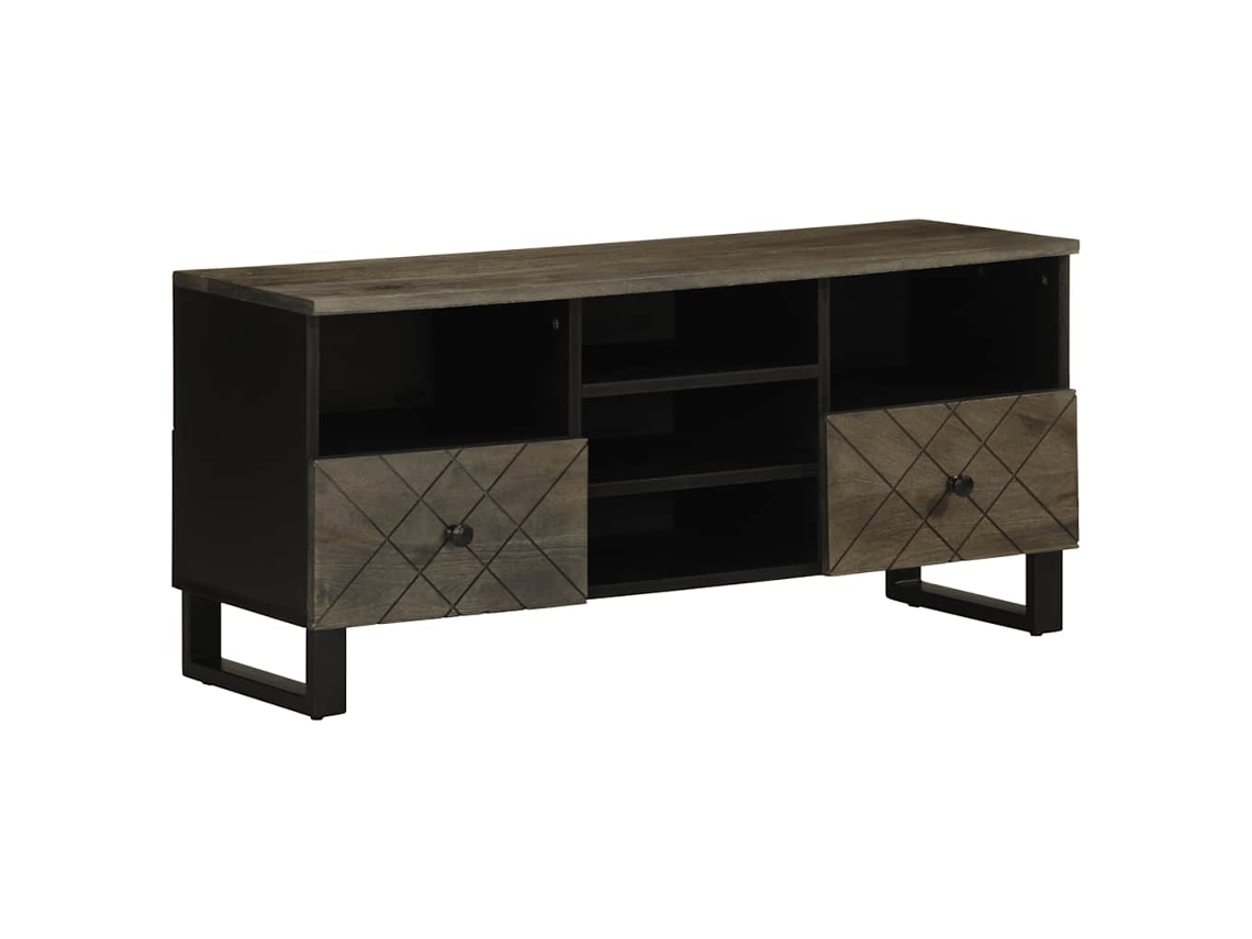 Vidaxl Móvel De Tv 100x33x46 Cm Madeira De Mangueira Maciça Preto