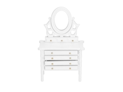 Walshlxq mesa de Maquillaje Miniatura de Madera Simulada Con Espejo para Casa de Muñecas 1:12 Blanco