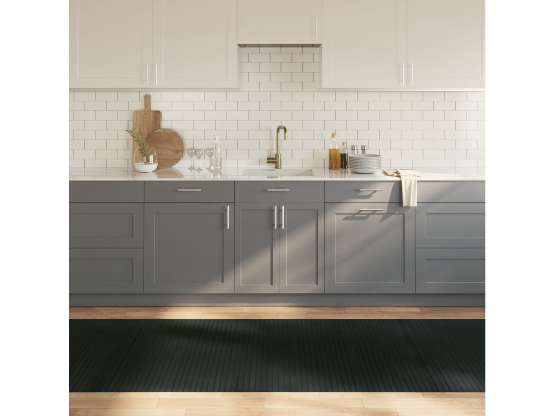 Vidaxl Tapete Retangular 100x500 Cm Bambu Cinzento