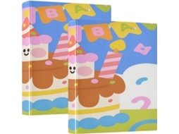 Pasta colorida em formato de bolo de aniversário 3,8 cm com camada de bolsa, pacote com 1 ou 2 unidades. Pasta estética em camada.