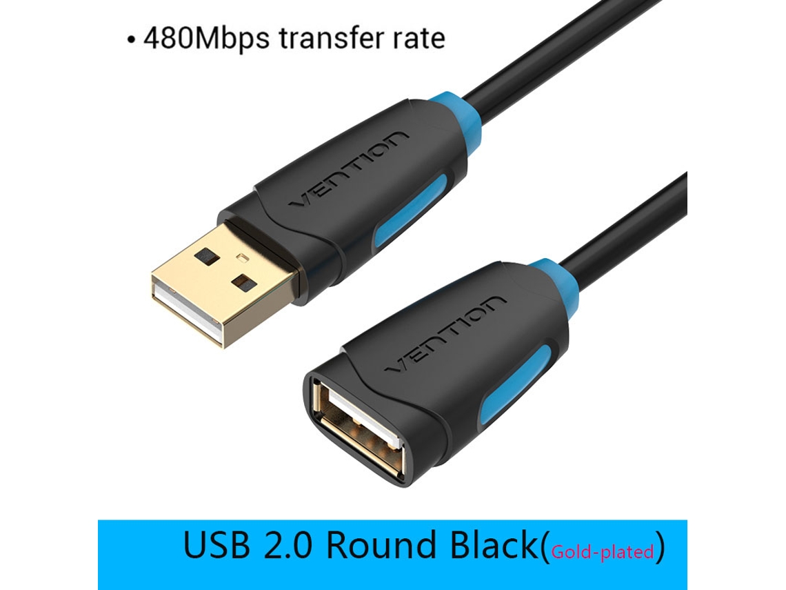Cabo De Extensão Usb 3.0 Macho Para Fêmea Vention, Cabo De Extensão Usb 3.0 Rápido Para Laptop E Pc, Extensão Usb 2.0, Preto, Cbc Aquaforge
