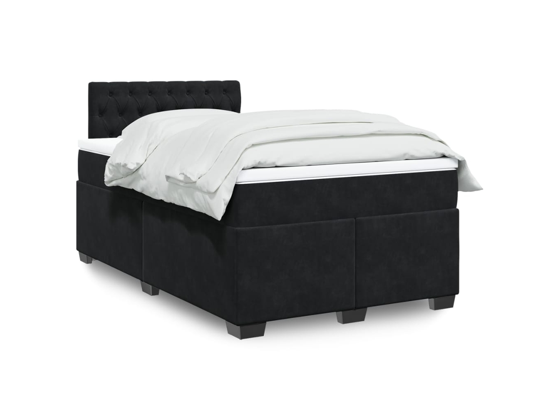 Vidaxl Cama Boxspring Com Colchão 120x200 Cm Veludo Preto