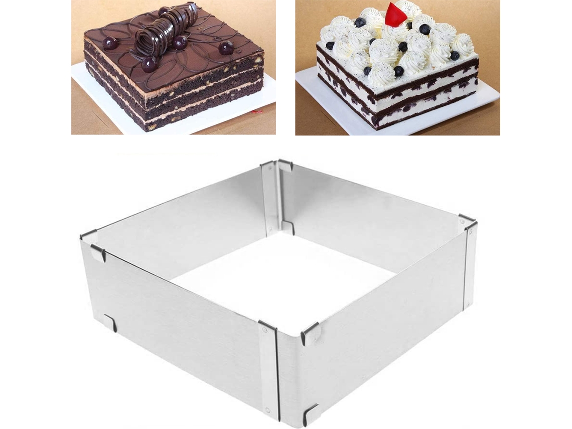 Aro De Bolo Quadrado Em Aço Inoxidável, Molde Para Mousse Ajustável De 10 Cm A 18 Cm