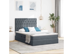 Vidaxl Cama de Armazenamento Led com Colchão Cinzento escuro