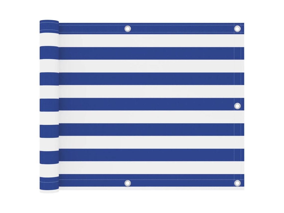 Vidaxl Tela De Varanda 75x400 Cm Tecido Oxford Branco E Azul