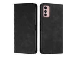 Capa Magnética Para Motorola Moto G42 Com Padrão De Diamante E Textura Que Imita A Pele.
