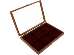 Caixa De Joias Vintage De Madeira Com 6 Compartimentos Nuobesty Para Pulseiras E Brincos.