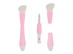 Pincel de Maquiagem de Viagem 4 em 1 com Esponja, Sombra de Olhos, Sobrancelha e Linha Rosa Shn