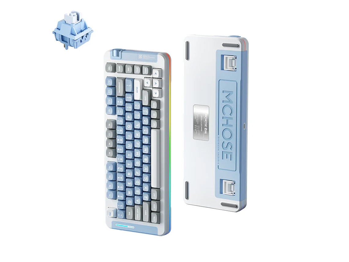 Teclado Mecânico Sem Fio Mchose X75 Tri modo 82 tec Low delay Backlight para Gamer e Laptop