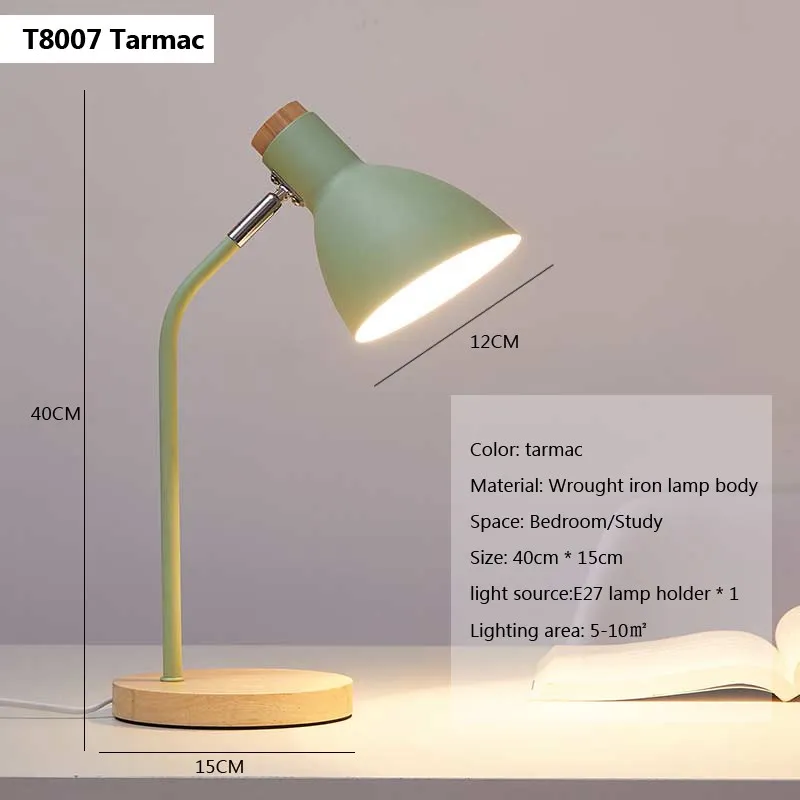 Abajur de Mesa Criativo em Madeira, Flexível, com Base Led E27, Ideal para Decoração. MDUG (luz Verde, Branca Fria)