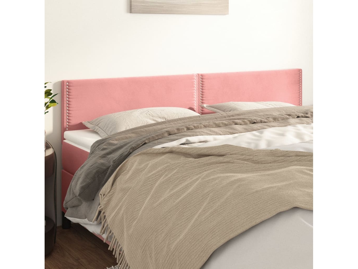 Cabecero de terciopelo de 2 piezas 100x5x78/88 cm rosa