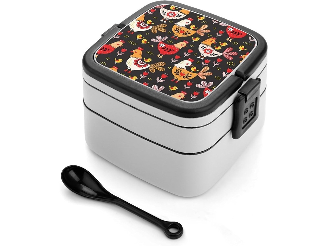 Marmita Bento De Camada Dupla Para Frangos, Empilhável, À Prova De Vazamentos, 1000ml, Com Colher, Caixa De