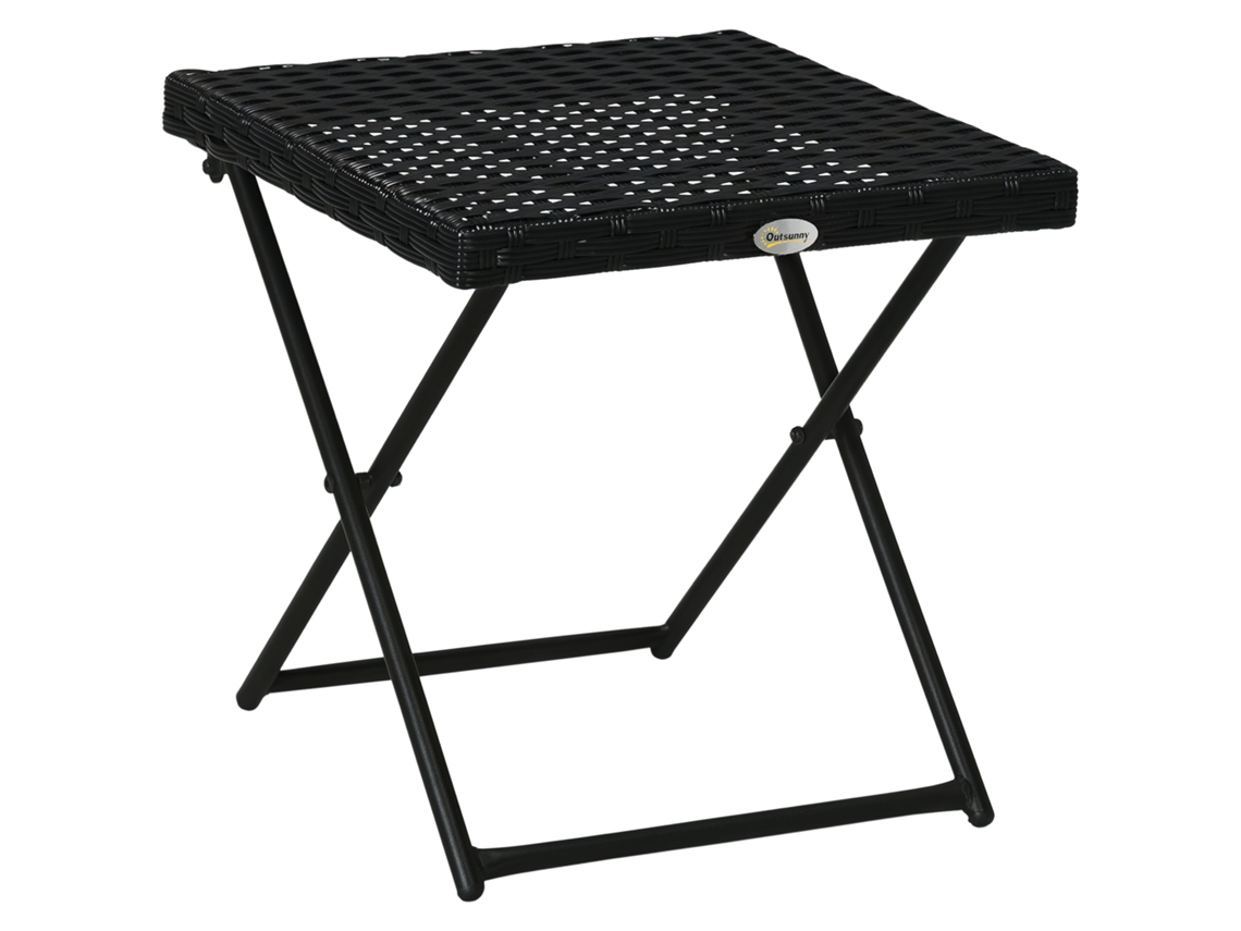 Mesa de centro de jardim dobrável, escura, 40x40x40 cm, aço de resina trançada | S/MARCA