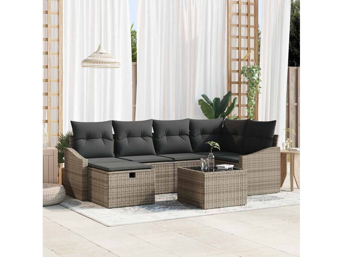 Vidaxl Conjunto De Sofás 7 Unid. Vime Pe