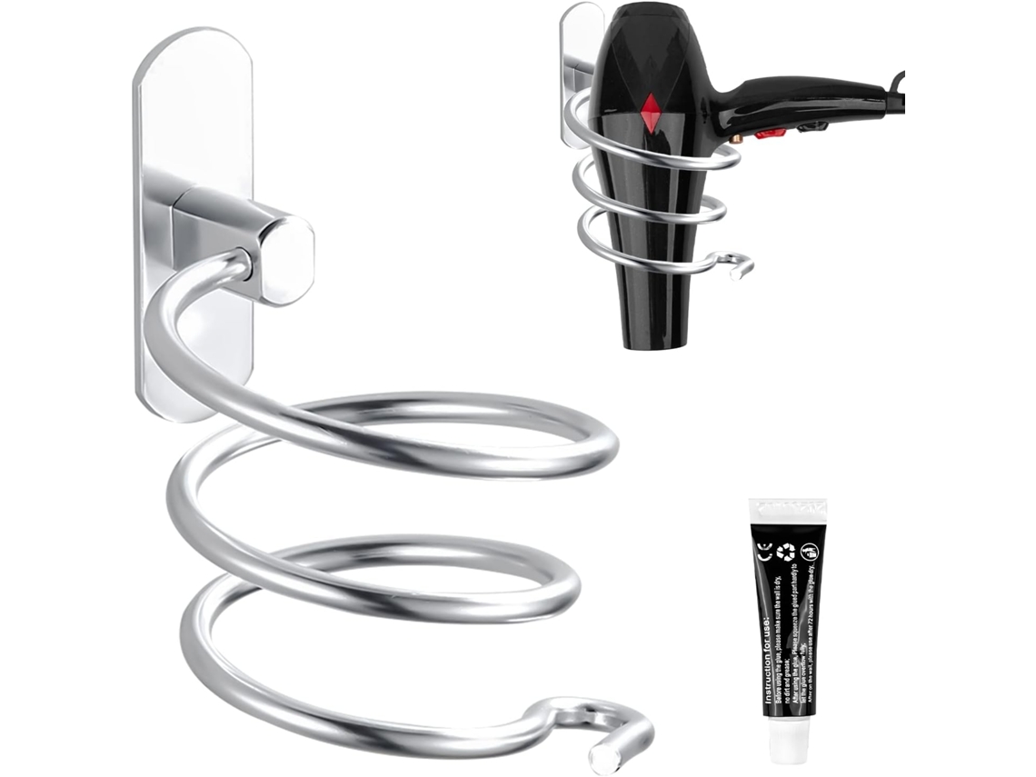 Suporte Para Secador De Cabelo Com Gerenciamento Cabos, Design Compacto E Resistente A Altas Temperaturas, Organizador Parede Banheiro Salão