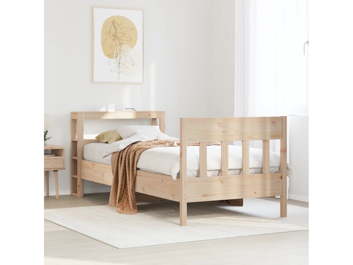 Cama Sem Colchão 90x200 Cm Madeira De Pinho Maciça