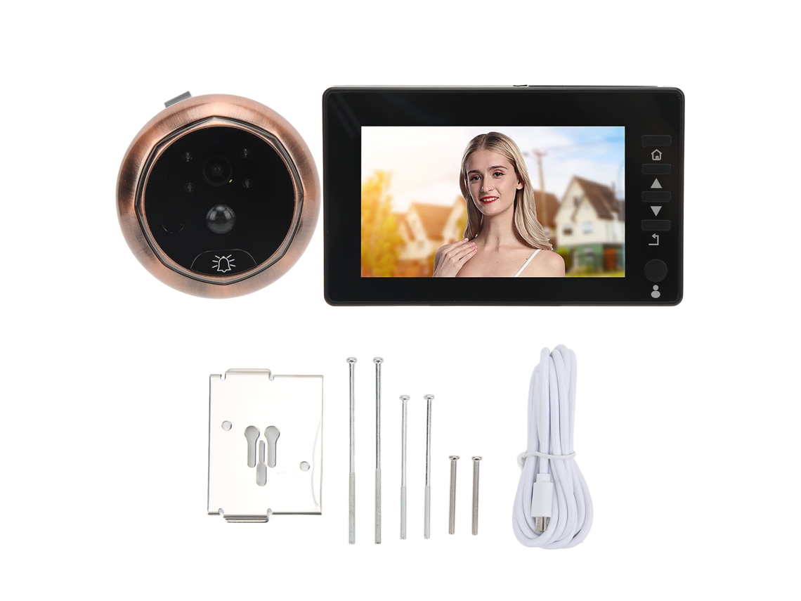 4,5 Polegadas Campainha De Vídeo Com Olho Mágico Eletrônica Para Casa Inteligente (ângulo Amplo De 170 Graus, Com Conexão Wi-fi)