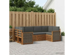 Vidaxl Conjunto De Sofá Sectional 5 Pcs Natural E Antracite
