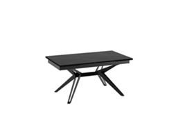 Mesa Extensível Match 3 Com Tampo Em Cerâmica Imitando Mármore Preto Fosco E Base Em Metal Preto Fosco - Dimensões 160/240 Cm X 90 Cm