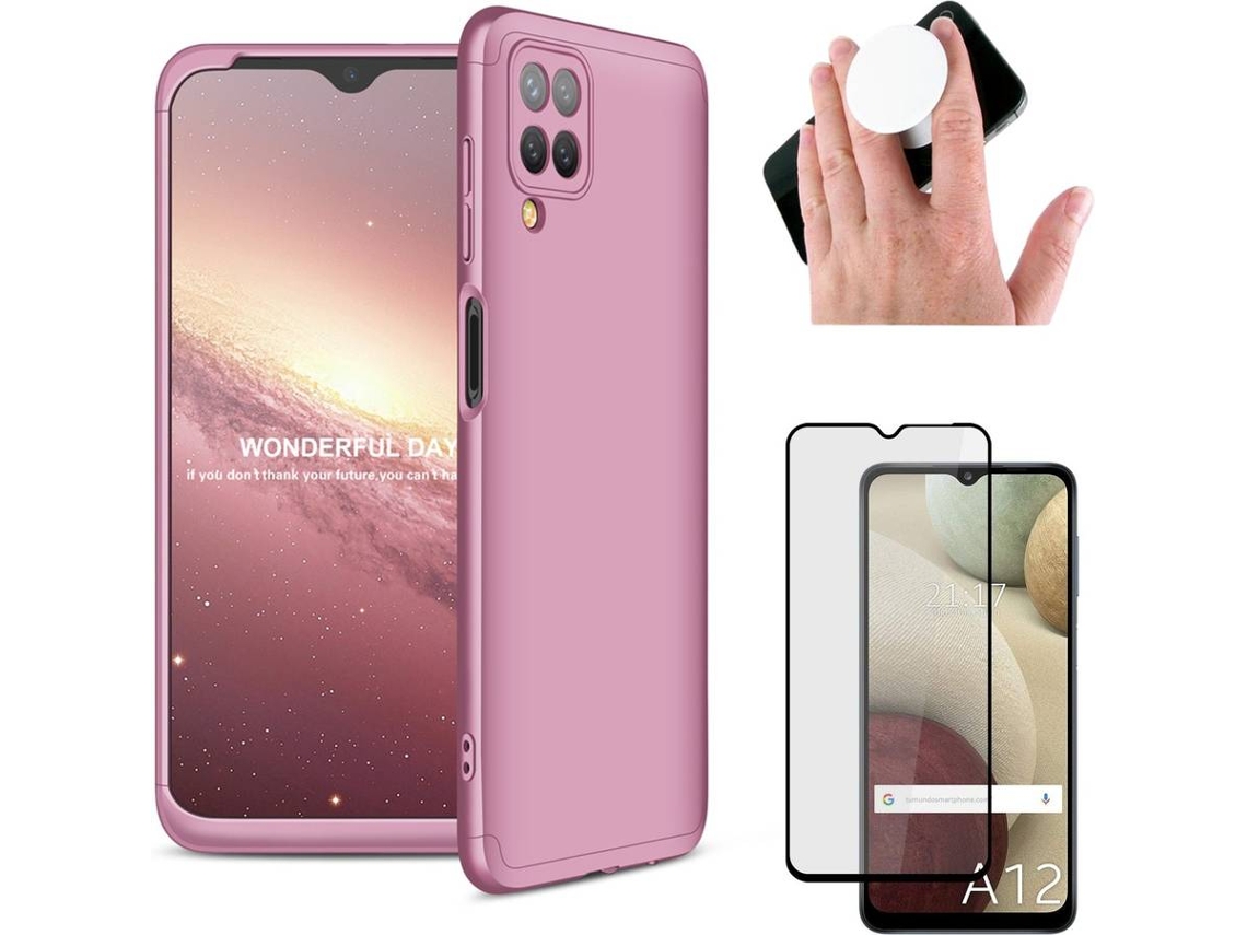 Capa/Película e Popsocket Samsung A12 PHONESHIELD Flexguard Rosa