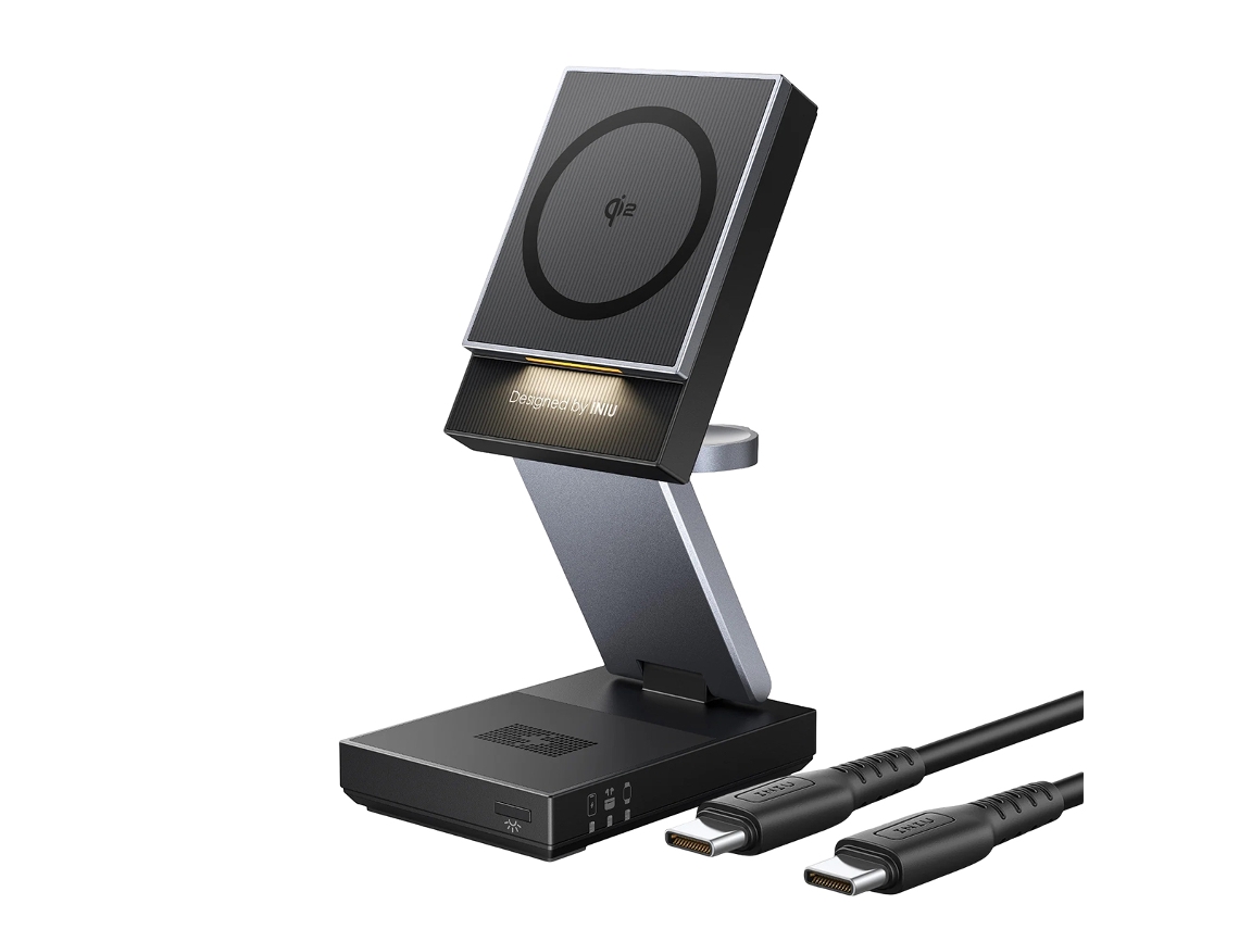 Iniu Estação De Carregamento 3 Em 1 Qi2 Magpro Para Auscultadores Tws / Apple Watch 15w Preto