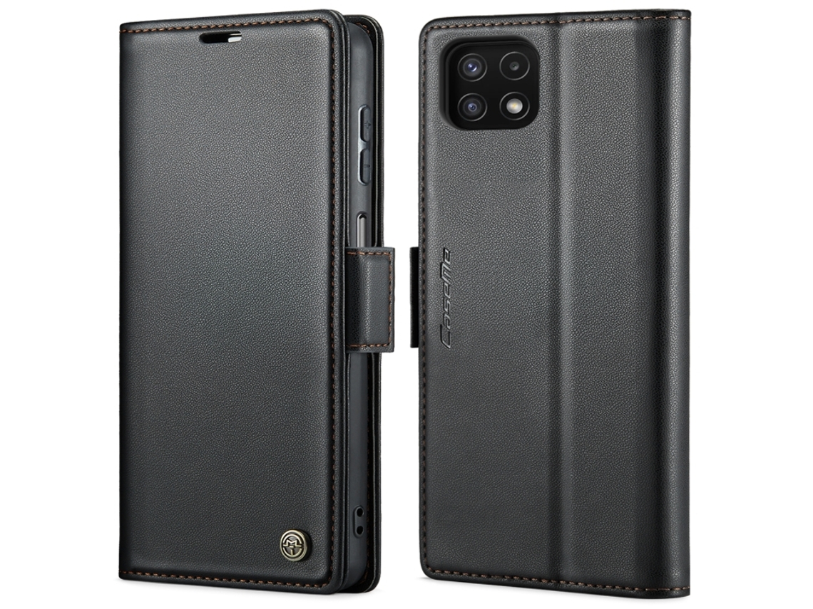 Capa Para Samsung Galaxy A22 5g Borboleta Fivela Litchi Textura Rfid Antirroubo De Telefone De Couro Preta
