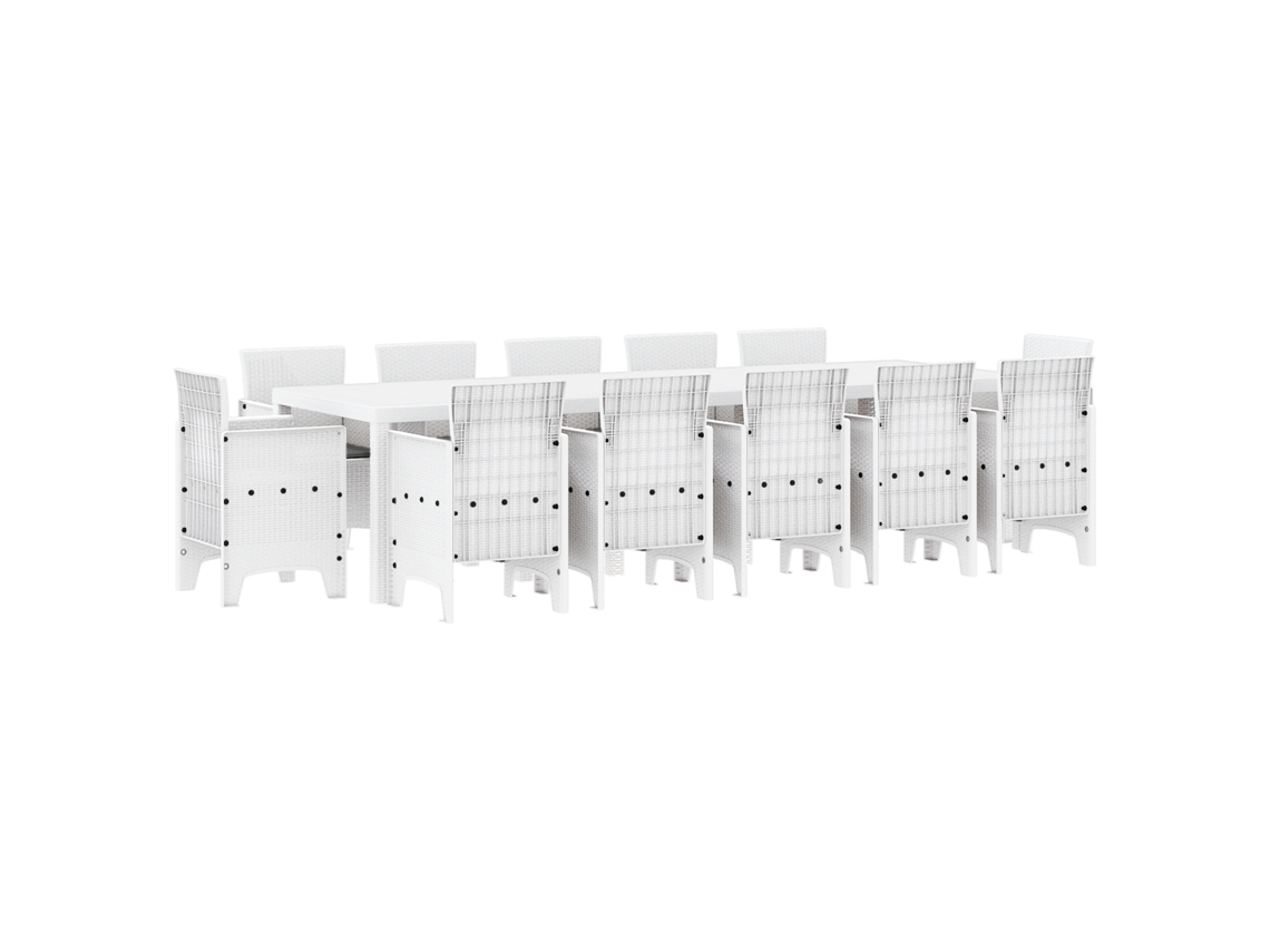 Conjunto 13 Conjunto De Jantar Para Exterior Vidaxl Branco Polipropileno (300 X 100 X 73 Cm)