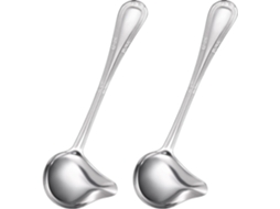 Conjunto 2 Conchas Molho – Colher Molho – Concha Sopa – Para Molhos E Caldos – Aço Inoxidável – Prata