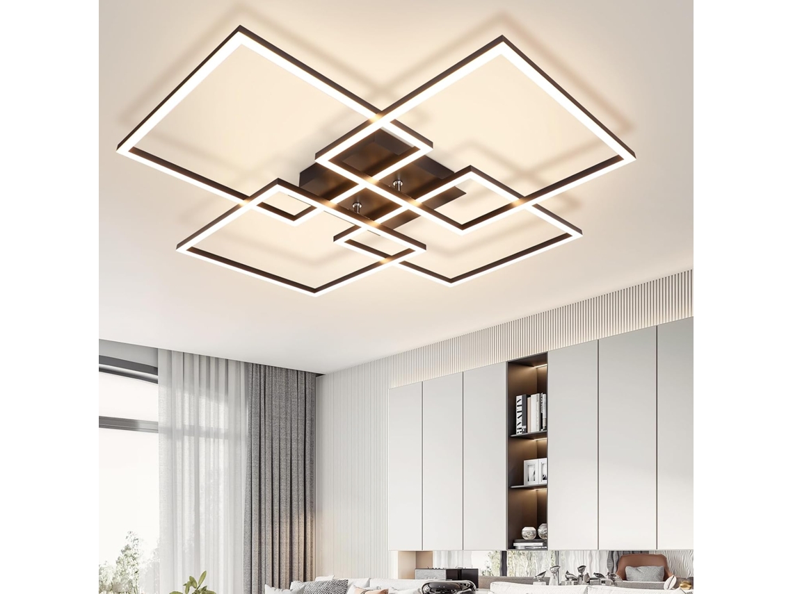 Nettlife Candeeiro, Led Plafon 4 Moderno Preto 32 W 3000 K Branco Quente, 7,3 Cm, Com Comando, Para Sala, Quarto, Corredor E Cozinha