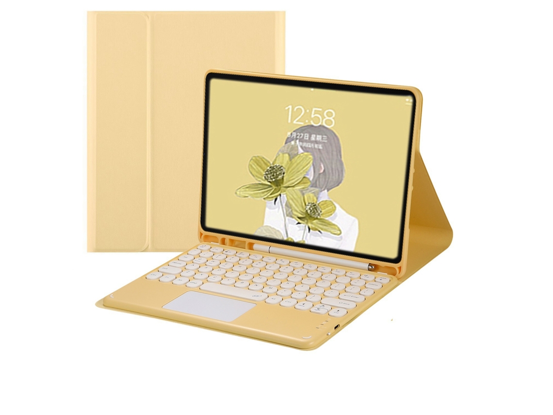 Capa Com Teclado Para Ipad 11a16) 2025/10th 10,9 2025/10th 10,9 (2022) Polegadas, Com Teclado E Mouse Magnético Touch (amarelo) Cuich
