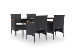 Garden Dining Set, Garden Dining Sets Vidaxl Preto Rattan / Vime (mesa Com 160 Cm De Comprimento)