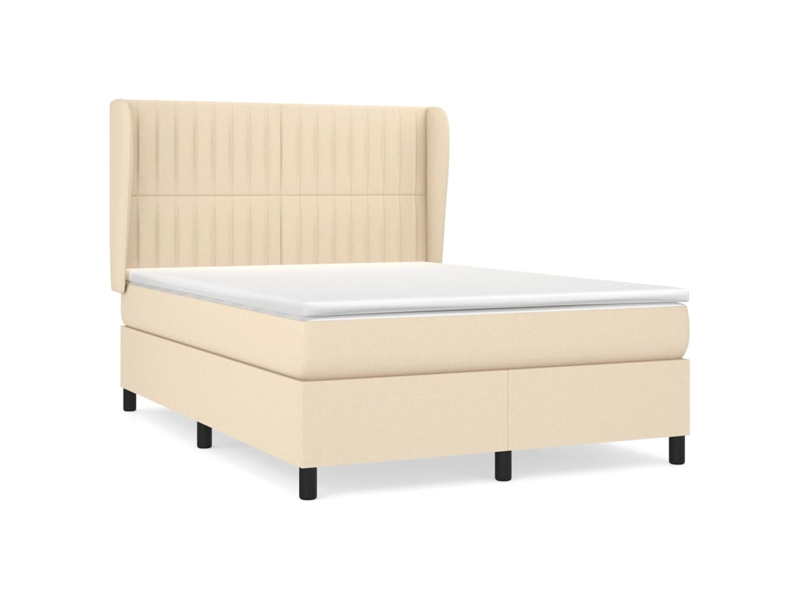 Cama com Molas/colchão 140x200 Cm Tecido Cor Creme MAISON EXCLUSIVE
