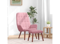 Vidaxl Cadeira De Descanso Com Banco P/ Pés Veludo Rosa