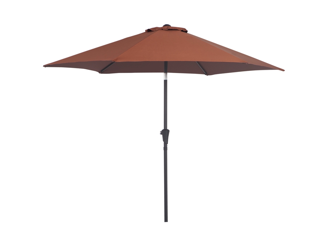 Chapéu De Sol De Jardim Ø260x235cm De Alumínio Reclinável Com Manivela E 6 Hastes Para Terraço Exterior Varanda Café