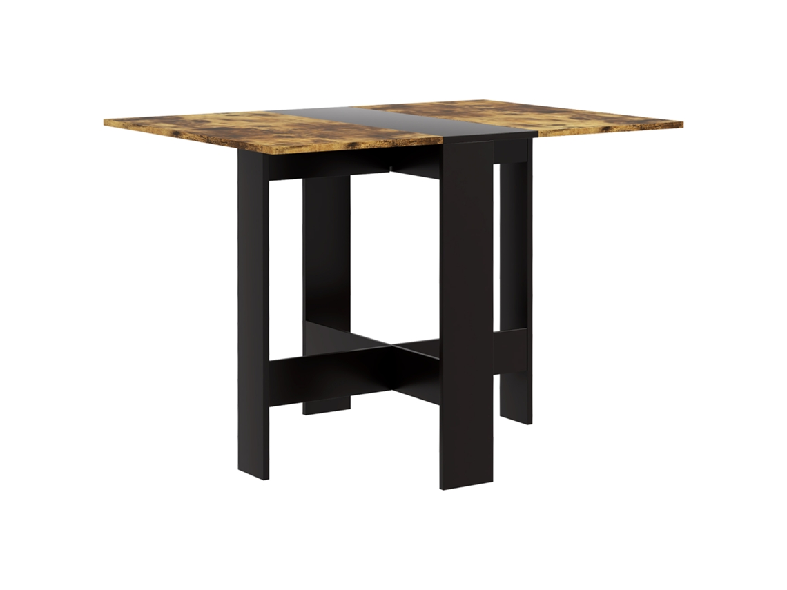 Mesa Dobrável De Jantar De Cozinha Com Abas Rebatíveis Para Espaços Pequenos 103x76x73,5 Cm Preto E Castanho Rústico