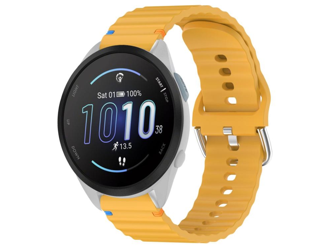 Bracelete para Garmin Forerunner 165 Silicone Grão Ondulado Costurado Amarelo XIAOMOYU (20mm)