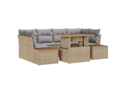 Conjunto 7 Móveis Para Exterior Vidaxl Bege Vime Pe (100 X 55 X 73 Cm)