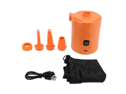 Bomba de ar elétrica portátil 5200mAh USB recarregável com 4 bicos e tela LED para colchões de ar e pneus laranja S/MARCA