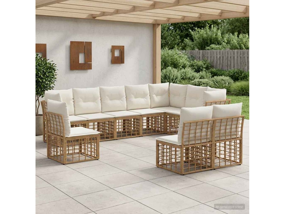 Vidaxl Conjunto De Sofás Para Exterior Natural Poliéster