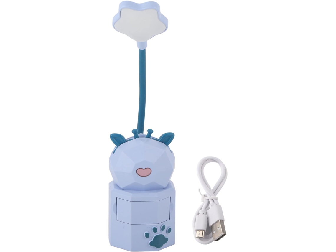Luminária De Mesa Infantil Com Design Fofo, Led, Carregamento Usb, Luz Quente E Haste Flexível Ajustável Em 360 Graus