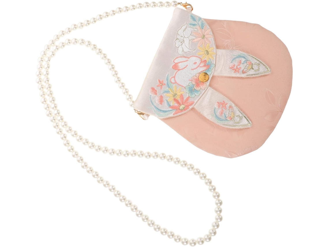 Bolsa Transversal De Coelho Bordada À Mão Para Meninas, Pequena Bolsa Kawaii De Tecido Macio Com Corrente E Miçangas (110)
