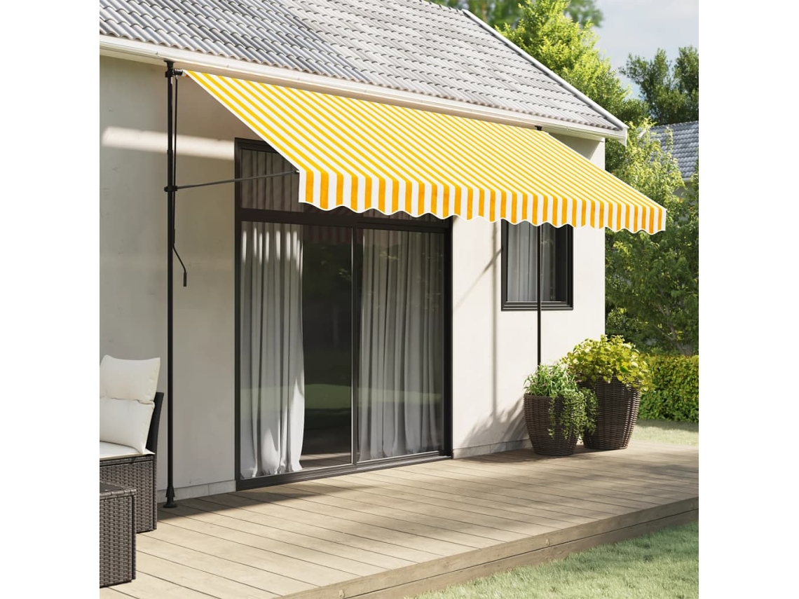 Vidaxl Tecido De Substituição Para Sanefa De Toldo 330x20 Cm Riscas Amarelo/branco