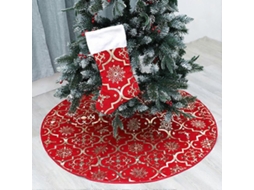 Saia De Árvore De Natal De 120 Cm Com Estampa De Neve, Ideal Para Decorar Sua Árvore. Inclui 1 Saia E 1 Meia Vermelha. Loja Olysi