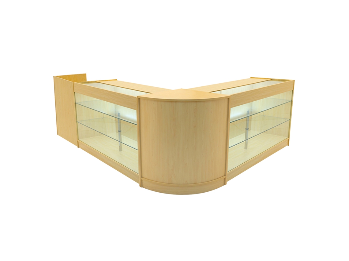 Conjunto de Balcões Comerciais MonsterShop Aries, Carvalho, CM60 2xK1500TB60, MDF e Vidro Temperado